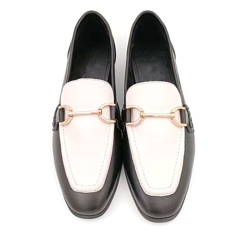 Ladies Casual Loafer Schuhe mit Gummi-Außensohle Schwarz Weiß Farbe