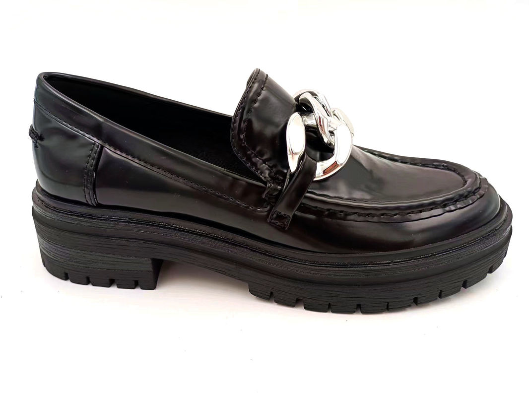 Geschmacksgemäß für Frauen Rundfußloafers Flachheels mit Leder Oberteil