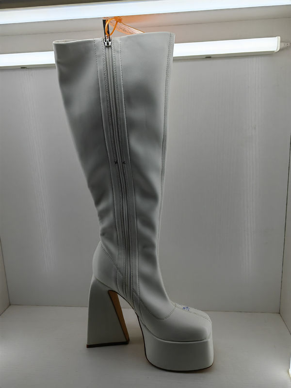 Spitze Zehen Frauen Schuh Stiefel Chunky Heel und ziehen Sie auf Schließung Typ